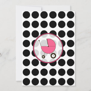 Black Polka Dot / Hot Pink Baby Dusche Einladung
