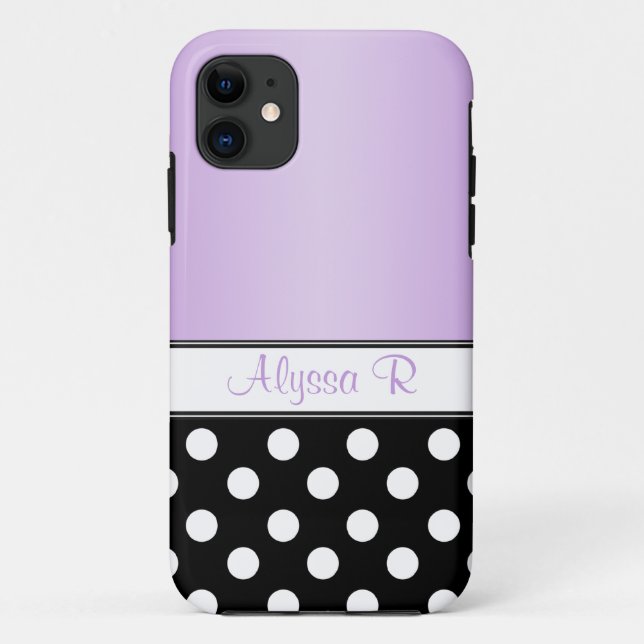 Black Polka Dot Lila iPhone 5 Fall Case-Mate iPhone Hülle (Rückseite)