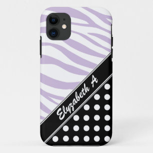 Black Polka Dot Lila Zebra Print iPhone 5 Fall iPhone 11 Hülle