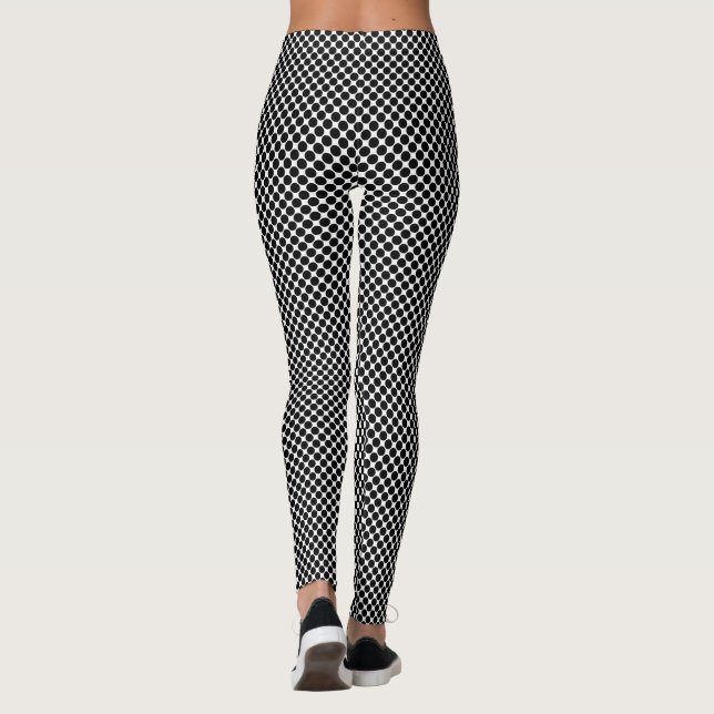 Black Polka Dot Pattern Leggings (Rückseite)