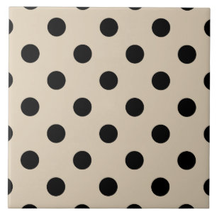 Black Polka Dot Pattern - Tan Fliese