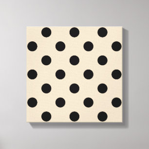 Black Polka Dot Pattern - Tan Leinwanddruck