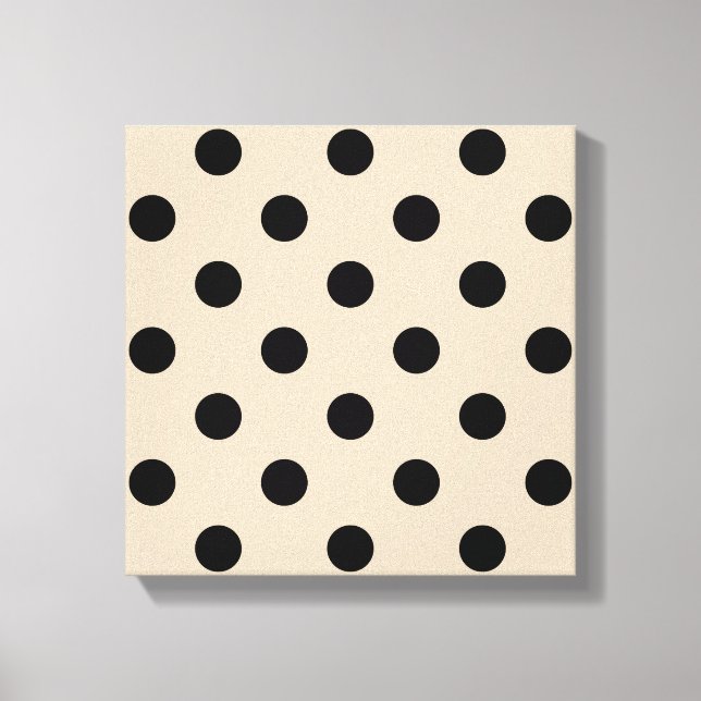Black Polka Dot Pattern - Tan Leinwanddruck (Vorderseite)