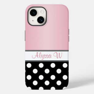 Black Polka Dot Pink Case-Mate iPhone 14 Hülle