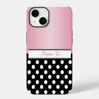 Black Polka Dot Pink iPhone 14 Hülle