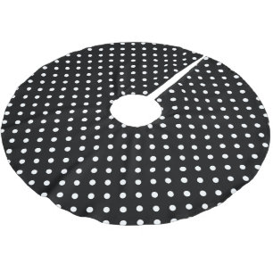 Black Polka Dot Polyester Weihnachtsbaumdecke