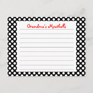 Black Polka Dot Rezept Card Postkarte