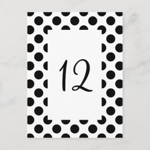 Black Polka Dot Tischnummer Postcard