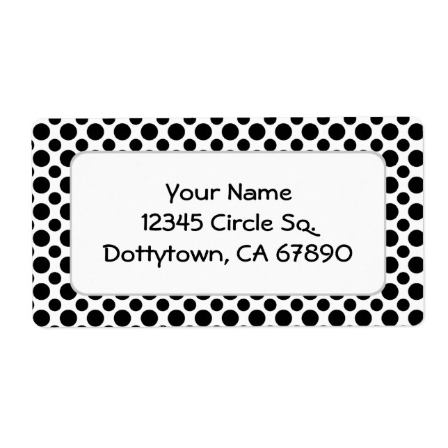 Black Polka Dots Custom Address Large Label (Vorne)
