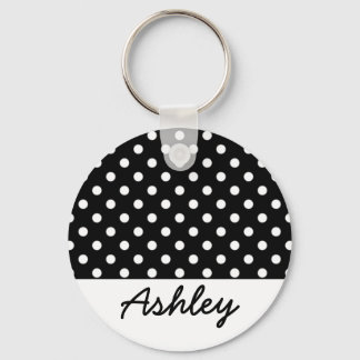 Black Polka Dots Custom Monogram Schlüsselanhänger