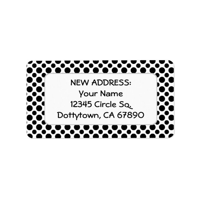 Black Polka Dots Custom New Return Address Label Adressaufkleber (Vorne)