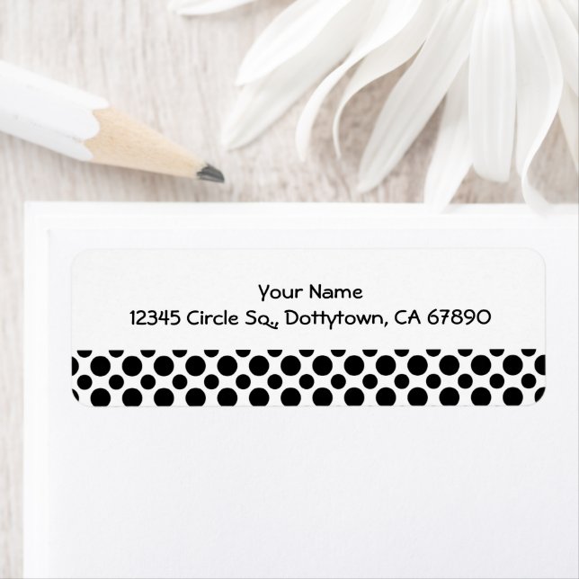 Black Polka Dots Custom Return Address Label (Insitu)