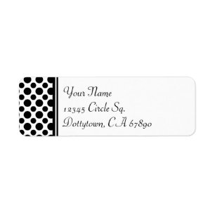 Black Polka Dots Custom Rücksendeadressen-Aufklebe