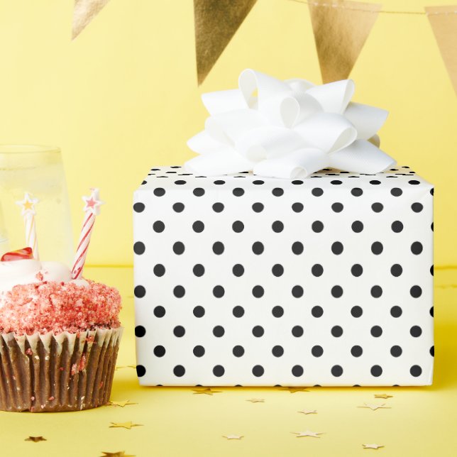 Black Polka Dots Geschenkpapier (Geburtstagsparty)