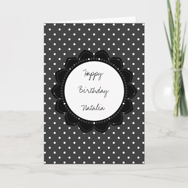 Black Polka Dots Karte (Vorderseite)