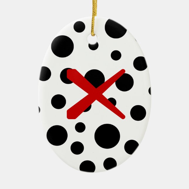Black Polka Dots Keramik Ornament (Vorne)