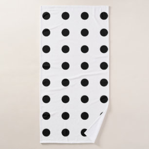 Black Polka Dots Muster Badehandtuch