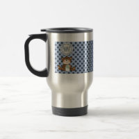 Black Polka Dots on Blue mit Teddy Bear
