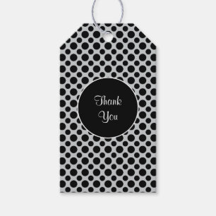 Black Polka Dots on Gray Custom Vielen Dank Tag Geschenkanhänger