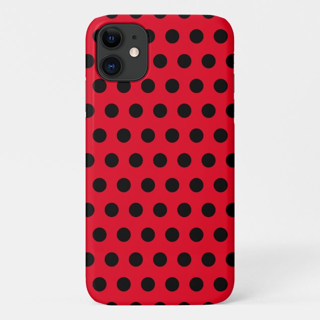 Black Polka Dots Red iPhone Case oder wählen Sie F (Rückseite)