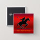 Black Polo Pony and Rider im roten Chrom-Look Button (Vorne & Hinten)