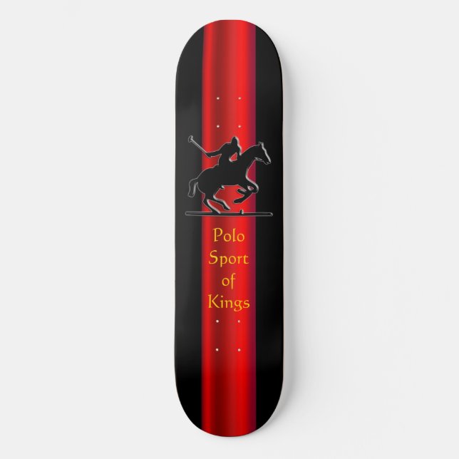 Black Polo Pony and Rider, roter Farbeffekt Skateboard (Vorderseite)
