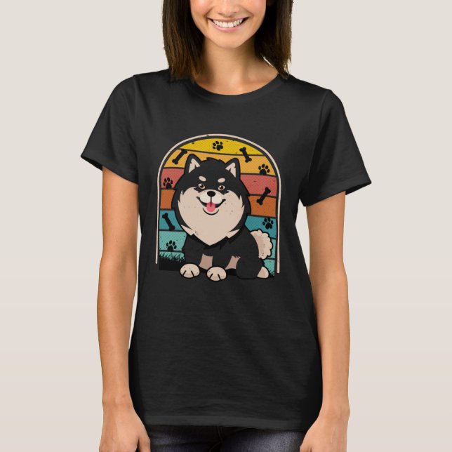 Black Pomeranian Retro Pom Mom Dog Dad Pomeranian  T-Shirt (Vorderseite)