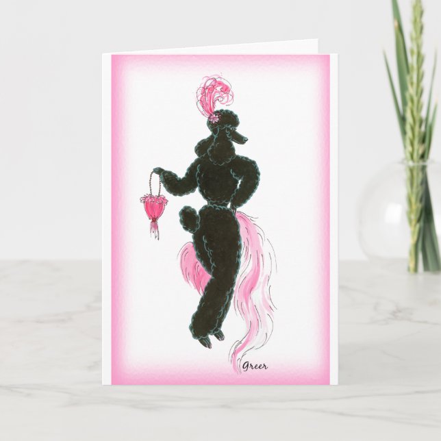 Black Poodle Abend Party Karte (Vorderseite)