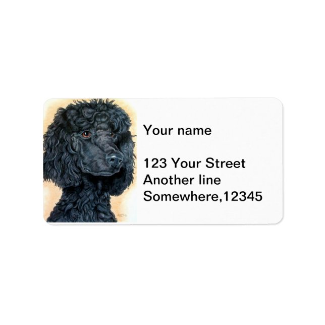 Black Poodle Adressaufkleber (Vorne)