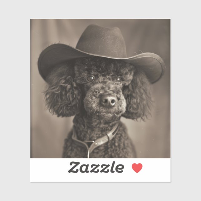 Black Poodle als Cowboy Halloween-Kostüm verkleide Aufkleber (Blatt)