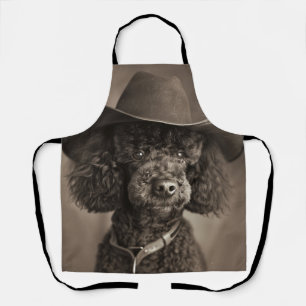 Black Poodle als Cowboy Halloween-Kostüm verkleide Schürze