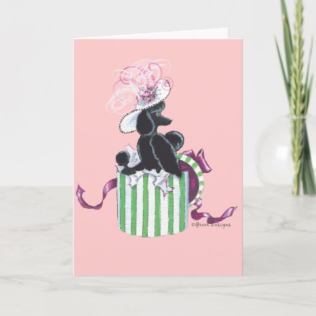 Black Poodle Box Retro Art Print Karte (Vorderseite)