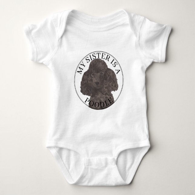 Black Poodle Dog Big Sister Baby Strampler (Vorderseite)
