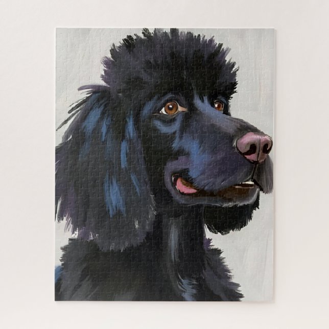 Black Poodle | Dog Watercolor Pet Art Puzzle (Vertikal)