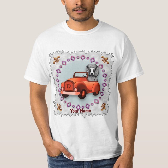 Black Poodle Driving Car T - Shirt (Vorderseite)