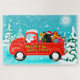 Black Poodle Hund Weihnachts Weihnachtsmann LKW Puzzle