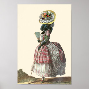 Black Poodle in Marie Antoinette Kostüm Drucken Poster