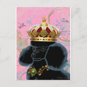 Black Poodle King mit Krone Postkarte