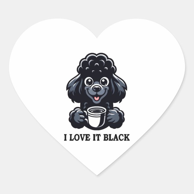Black Poodle Lieben Black Coffee Herz-Aufkleber (Vorderseite)