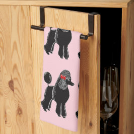 Black Poodle mit Red Bow Print Kitchtuch Geschirrtuch