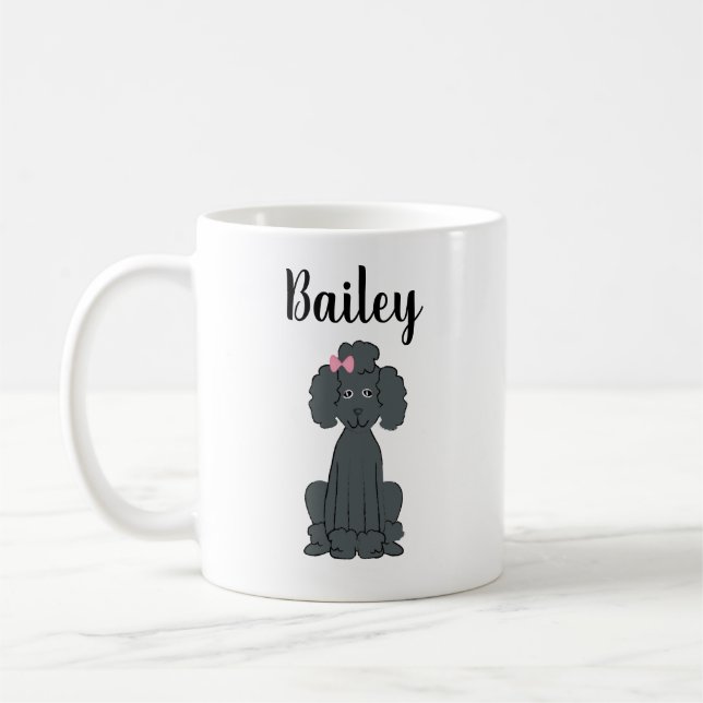 Black Poodle Niedlich Calligrafy Pet Personalisier Kaffeetasse (Links)