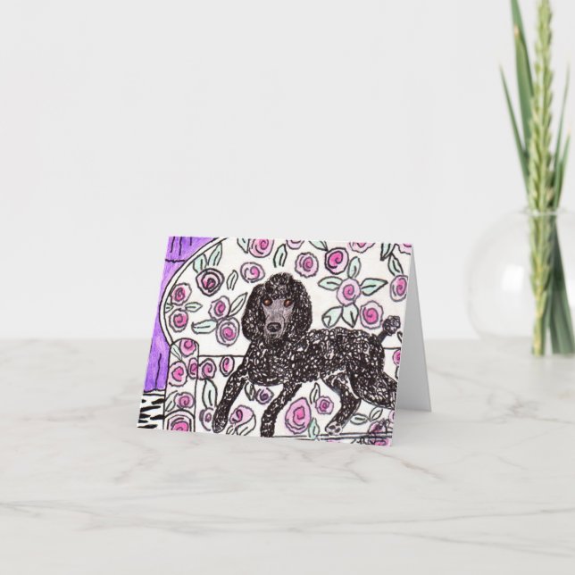 Black Poodle Note Card Karte (Vorderseite)