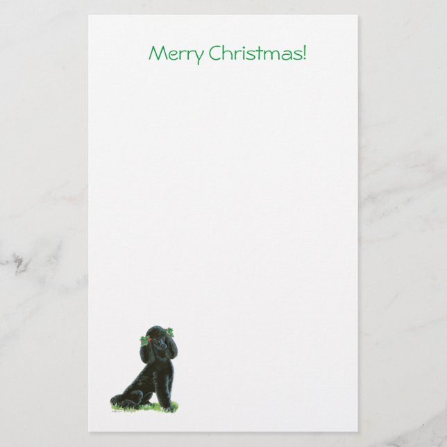 Black Poodle Weihnachten Briefpapier (Vorderseite)