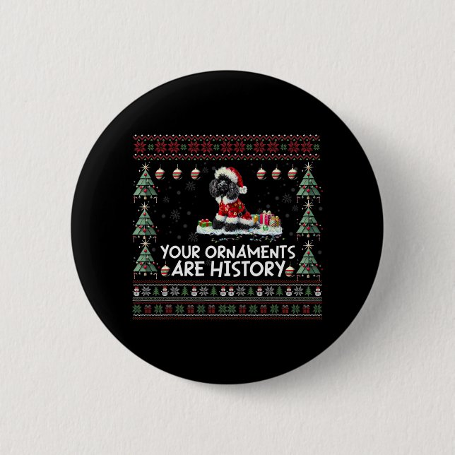 Black Poodle Weihnachtsbaum Lichter Dekorationen X Button (Vorderseite)