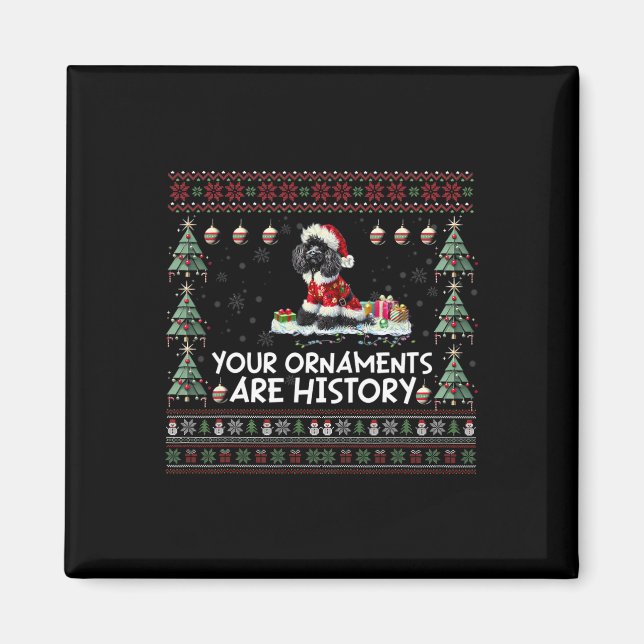 Black Poodle Weihnachtsbaum Lichter Dekorationen X Magnet (Vorne)
