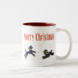 Black Poodles Playing Frohe Christmas Art Tasse Cu
