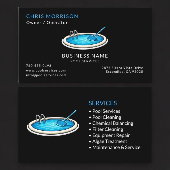 Black Pool Services Professional Visitenkarte (Von Creator hochgeladen)