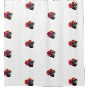 Black PopArt Labrador Retriever Heart Digital Duschvorhang