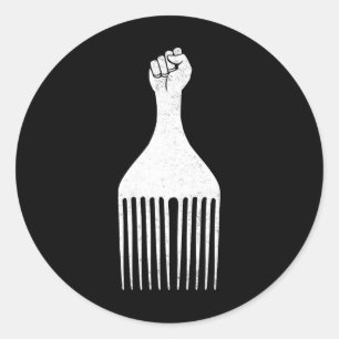 Black Power erhobene Faust Afro Pick Black History Runder Aufkleber