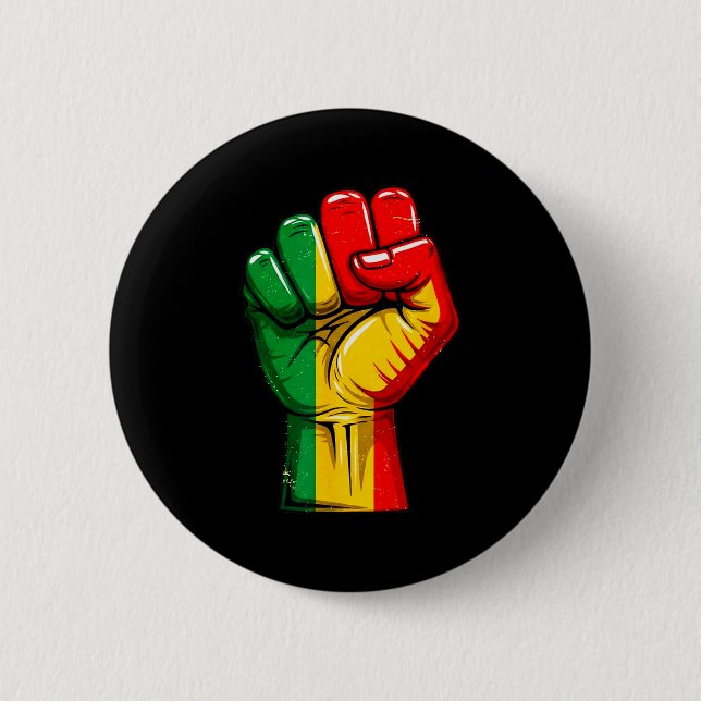 Black Power Fist Pan African Flag Raised Pride  Button (Vorderseite)